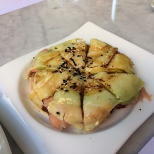 Mini pizza de salmon