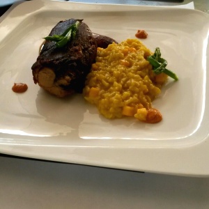 Cochinillo y risotto de auyama