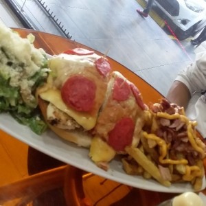 hamburguesa de pollo enamorada