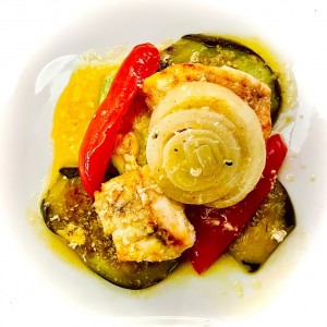 Mero al Cartocho con vegetales 