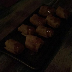 Lumpias de cambur y chocolate