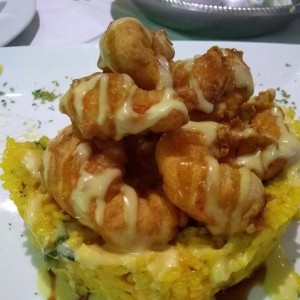 risotto fungi con salsa abocado
