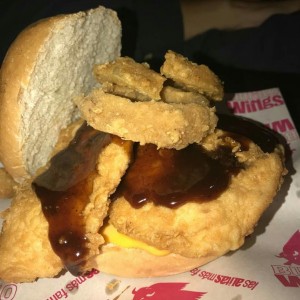 Hamburguesa Superman de Polley Crispy, Impresionante, la mejor que me he comido de Pollo