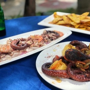 ceviche mixto y pulpo al grill