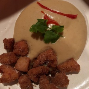 crema de coco batido con pollo crunch 