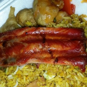 Arroz Frito, Costilla y Pollo Agridulce.