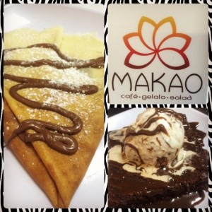 brownie con helado y crep de chocolate