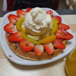waflles de nutella con helado