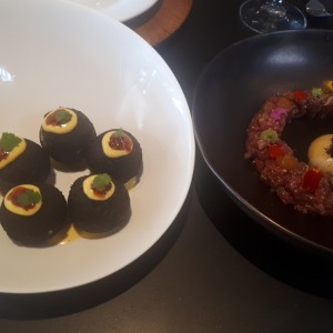 Bolitas de Morcilla y Tartar de carne Trufada