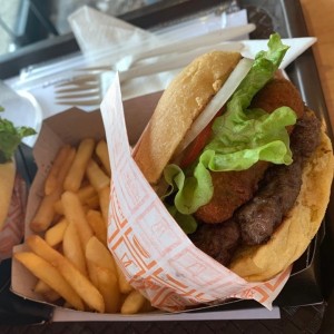 Hamburguesa de carne con Shack de portobello
