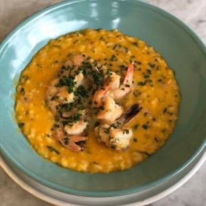 Risotto de Auyama con Langostinos