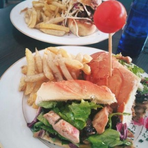 sandwich pulled pork y sandwuich de pollo