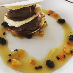 Musse de chocolate con piscina citrica 