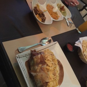 carpaccio de lomito y trio de rissotto