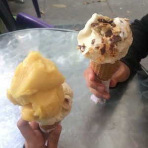 Barquilla de Parchita y Chicha y de Banana Crocante.