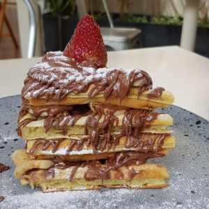 Waffles con nutella