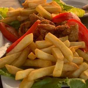 camarones y calamares rebosados
