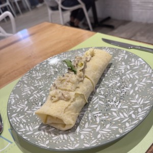 Crep de pollo y ajoporro