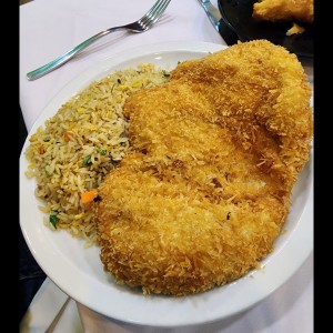 Milanesa + arroz chino