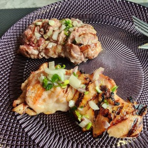 Solomo y pollo a la parrilla