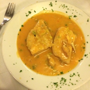 Dorado en salsa de cangrejo