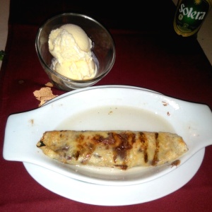 Creppe de Nutella con sambuca y helado de mantecado 