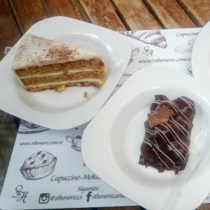 Torta de Zanahoria y Profiterol