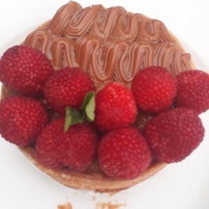 Tartaleta de frambuesas con arequipe