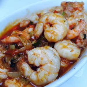 Camarones enchilados close up