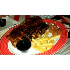 Costillas con Camarones en salsa Jack Daniel's 