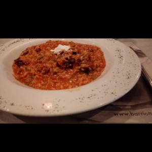 Risottos de tomates secos y queso de cabra