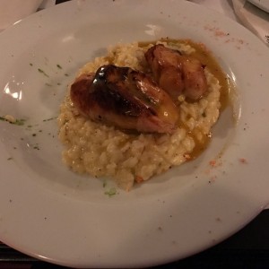 pollo relleno con platano y risotto cremoso
