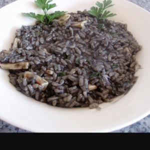 Risotto de calamares en su tinta