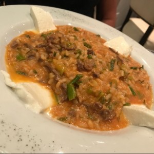 Risotto de esparragos y lomito