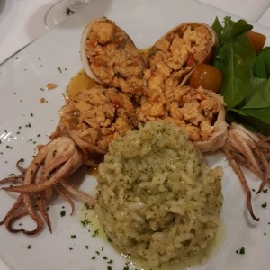 Calamares relleno co risotto
