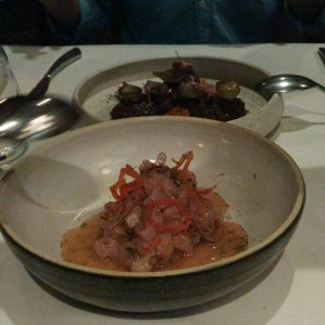 ceviche y tartare de lomito