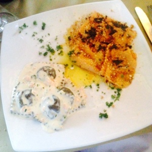 Raviolis de auyama y raviolis de salmon