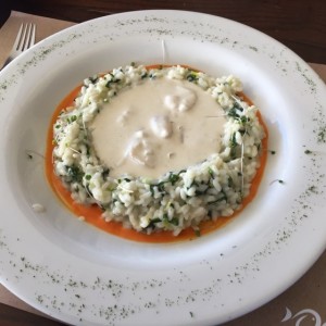 Rissoto de camarones al champagne. Excelente !!!