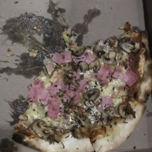 disculpen la pizza de jamon y champinones ya estaba iniciada cuando la foto!