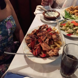Parrilla pollo encebollada