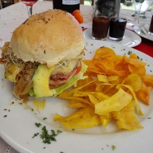 Hamburguesa Galipan de pollo. 