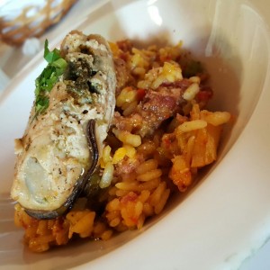 risotto de chorizo carupanero y mejillones