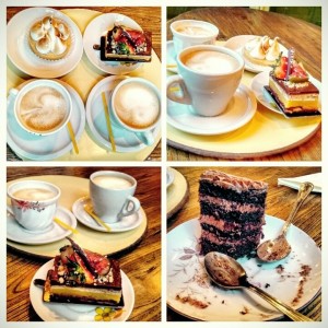 Pie de Limon, postre de mango y Chocolate, Torta Americana y cafe