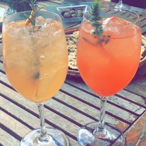 Gin con toronja y mojito de fresa