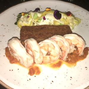 Langostino U10 con salsa de aguardiente