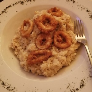 Risotto de Cangrejo con calamar crocante