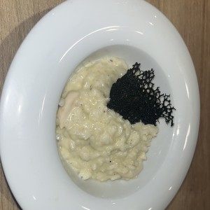 Arroz meloso de queso azul y calamar