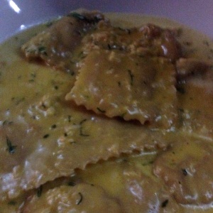 Raviolis con camaron