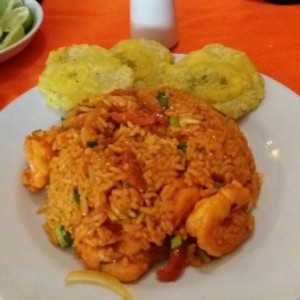 Arroz con langostinos.
