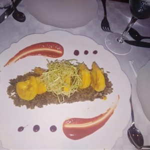 camarones en cama de arroz con coco